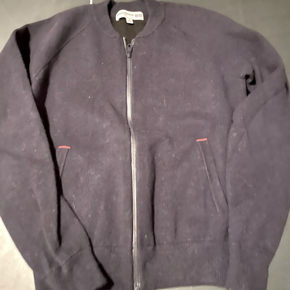 Ines de le Fressange Paris; Navy blue bomber jacket